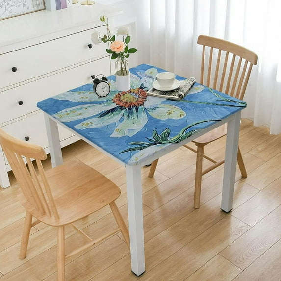 BANET Decorative Daisy Floral Print Rectangle Tablecloth Waterproof Rectangular Table Cloth Wrinkle Free and Stain Resistant Tablecloths for Indoor and Outdoor white