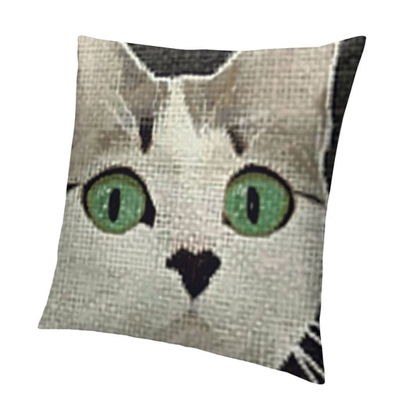 BANET Decorative Pillow Sham Square Unique Printed Lovely Cat Pattern Throw Pillow Case Cushion Cover 12x12in