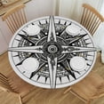 thumbnail image 1 of BANET Decorative Round Table Cover Elastic Tablecloth, Compass Polyester Fitted Table Cover Elastic Edged, Hand Drawn Print Fabric Table Cover, Fits Round Table , for Indoor Outdoor 38"-42, 1 of 8