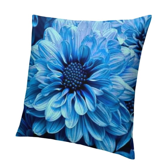 BANET Decorative Square Throw Pillow Covers Blue Chrysanthemums Flowers Couch Sofa Bed Pillow Covers Cushion Cases 22x22in