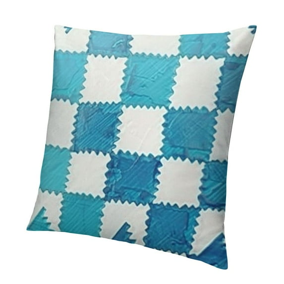 BANET Decorative Throw Pillow Covers Aqua Blue Pillow Covers for Couch Sofa Living Room Bedroom,Farmhouse Outdoor Throw Pillow Cover,Modern GeometricSquare Throw Pillow Case White