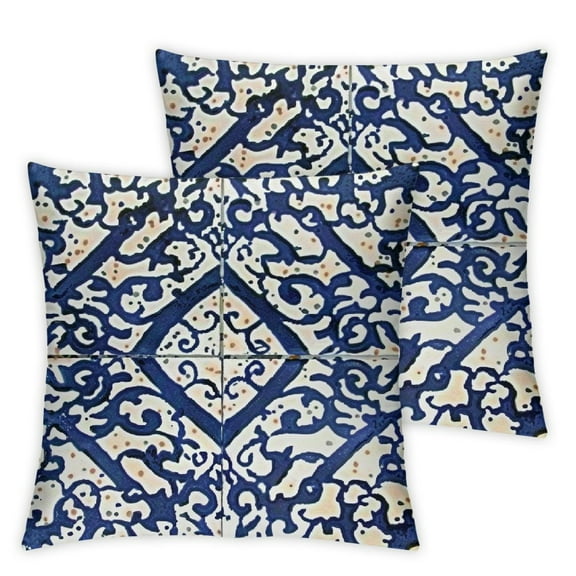 BANET Decorative Throw Pillow Covers Embroidered Throw Pillows Cases Set for Sofa Living Room Bed Pack of 2 Dark Blue 12x12in