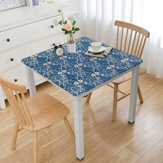 BANET Deluxe Elastic Edged Flannel Backed Vinyl Fitted Table Cover white