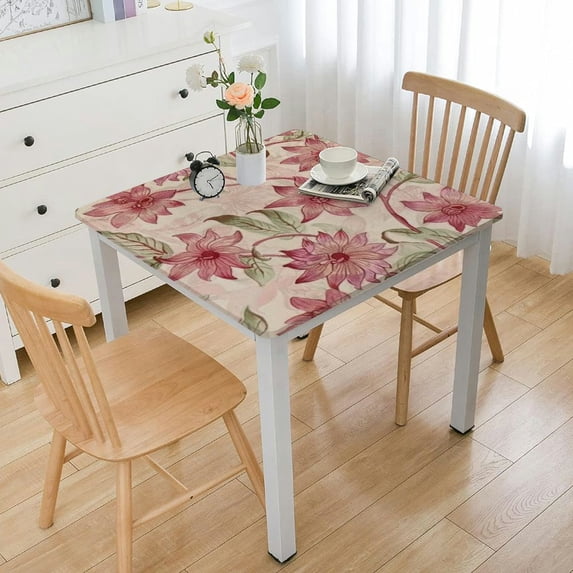 BANET Designer Beige Tablecloth for Rectangle Tables, Wrinkle Free Floral Pattern Tablecloths,Decorative Table Cover Cloth for Kitchen Dining Room white