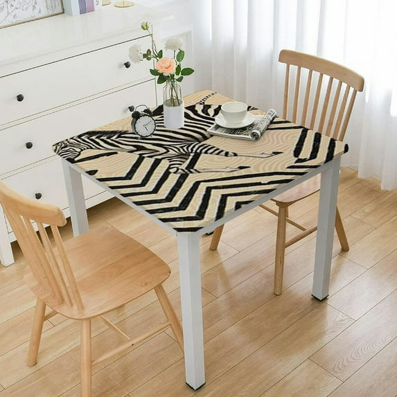 BANET Designer Brown Tablecloth for Square Tables,Luxury Velvet Wrinkle Free with Animal Print Pattern Tablecloths,Decorative Table Cover Cloth for Kitchen Dining Room white
