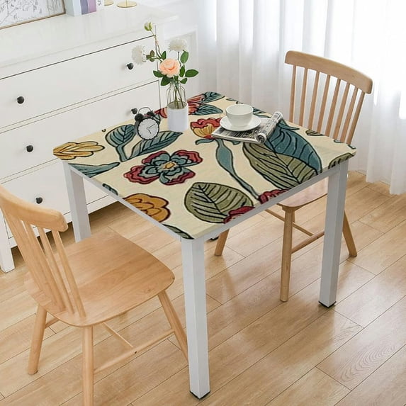 BANET Designer French Tablecloth,Beige Provencal Floral Pattern Table Cloth for Rectangle Tables, Anti-Fading Table Cover Decor for Kitchen Dinning Thanksgiving Christmas white