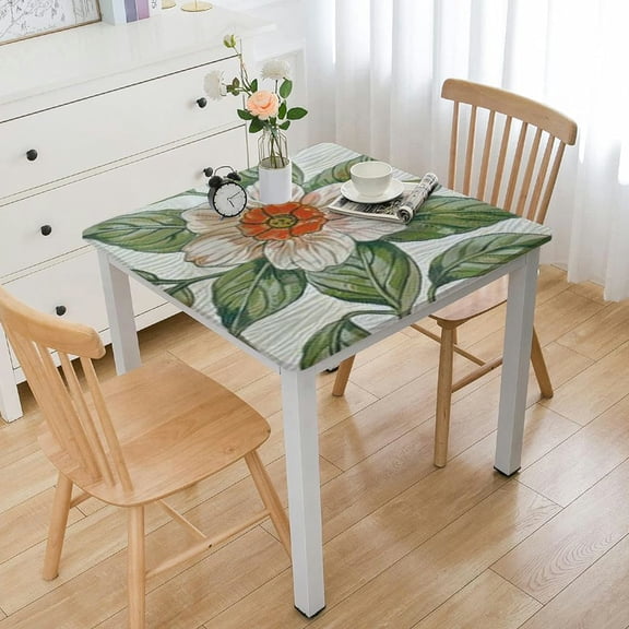 BANET Designer Linen Tablecloth Rectangle for Tables,Italian Tablecloth,Provencal Country Tablecloths,FlowerBlue Pattern Table Cover for Kitchen Dining,Thanksgiving white