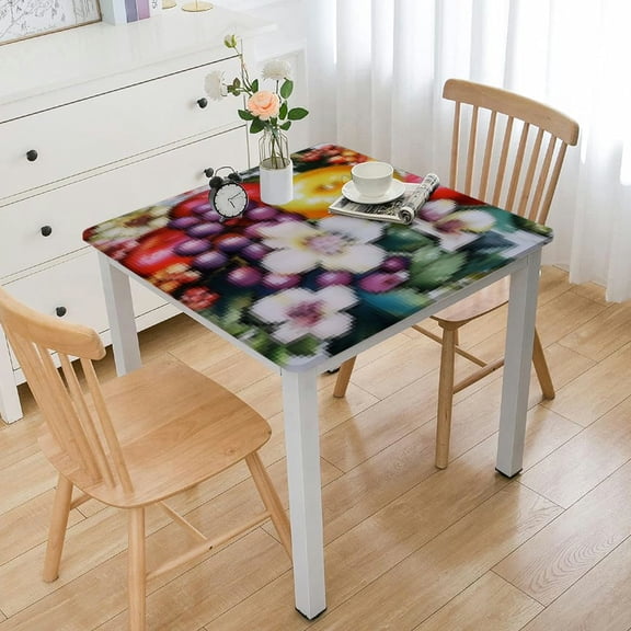 BANET Digital Print Tablecloth Flower Pattern for Kitchen Coffee Table Wedding and white