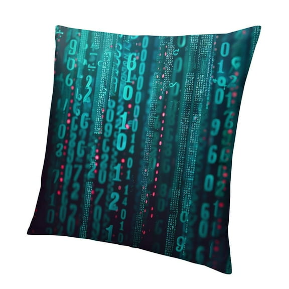 BANET Digital Throw Pillow , Web Computer Programmer Futuristic Display with Algorithms Code Image, Decorative Square Accent Pillow Case 12x12in