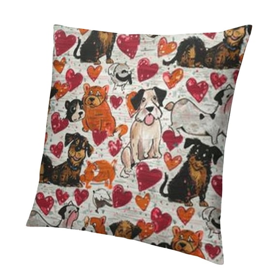 BANET Dog Lover Pillow Sham, Cartoon Canines Bullterrier Spaniel Funny Characters, Decorative Standard King Size Printed Pillowcase White