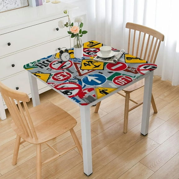BANET Driver License Tablecloths, Square Tablecloth New Drive Table Cover for Kids Theme Dinner Table Supplies White