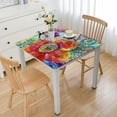 thumbnail image 1 of BANET Elastic Edge Square Fitted Tablecloth, Floral Boho Colorful Bohemian Waterproof Wipe Clean Polyester Table Cloth, for Indoor Outdoor Kitchen Home Party Dinner Patio, Fit for Square Table white, 1 of 8