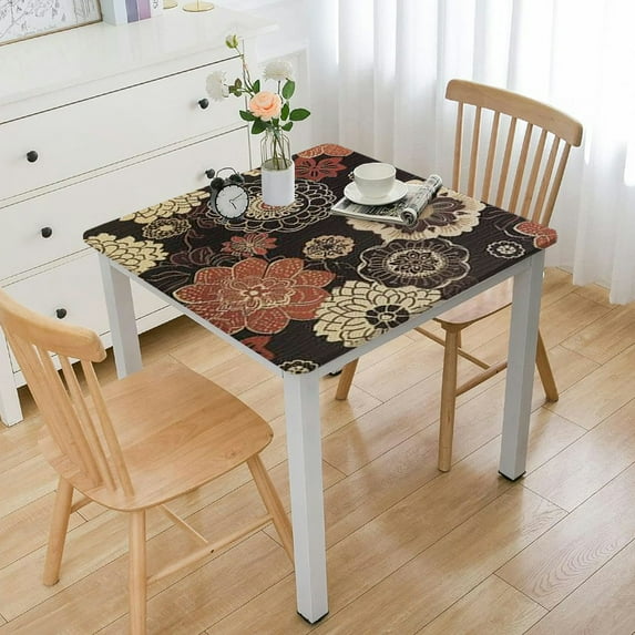 BANET Elastic Edged Flannel Backed Vinyl Fitted Square Table Cover white