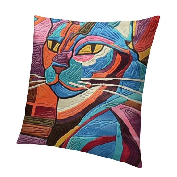 BANET Abstract Cat Decorative Throw Pillow Cover for Sofa - Stylish Accent Cushion for Home 18x18in