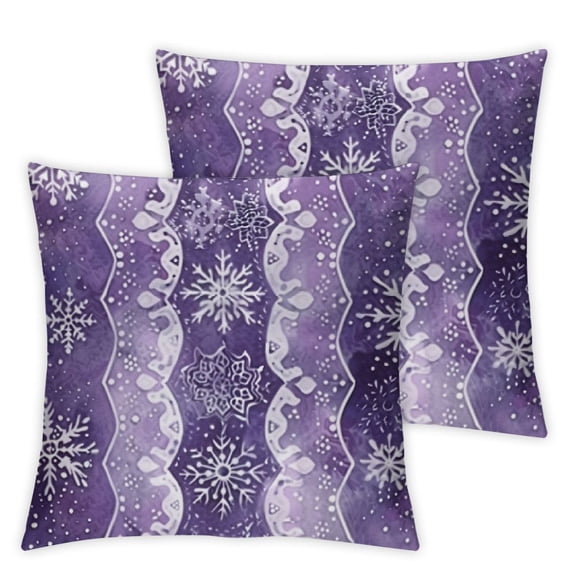 BANET Ethnic Throw Pillow Cover Set of 2, Scroll Western Christmas Snowflakes Middle Eastern Noel Print, Decorative Square Covers for Couch Bed & Sofa,Lavender Violet White 12x12in