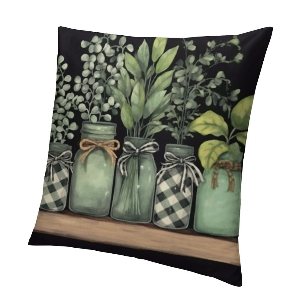Eucalyptus Leaves Throw Pillow Covers Leaf Vase Decorative Square