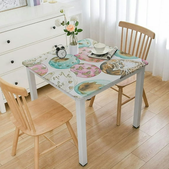 BANET Fabric Tablecloth, , Easy Care Stain Resistant Spring Fabric Tablecloth,Square white