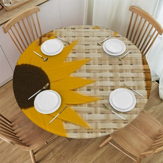 BANET Fall Farmhouse Farm Autumn Yellow Thanksgiving Round Tablecloth Dining Wipeable Table Cloth Cover for Holiday Home Picnic Party Wedding Buffet Parties Camping "-