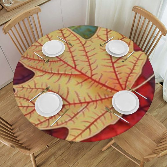 BANET Fall Leaf Round Tablecloth Autumn Harvest Maple Leaves Tablecloth Thanksgiving Table Cloth Farmhouse Rustic Polyester Table Cover for Dining Room Party Indoor Outdoor Decor 54"-58
