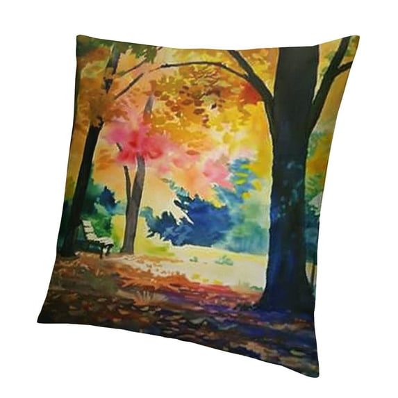 BANET Fall Leaf Square Throw Pillow Covers , Autumn Trees Decorative Couch Pillows Protector Case with Hidden Zipper, Double Side Print Throws Cushion Cover for Home Farmhouse 18x18in