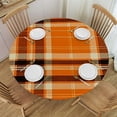 thumbnail image 1 of BANET Fall Orange Round Table Cloth  Fashionable Check Plaid Tablecloth Autumn Rustic Farmhouse Reusable Circle Grid Table Cover for Picnic Party Home Dining Room Indoor Outdoor Decor 54"-58, 1 of 8