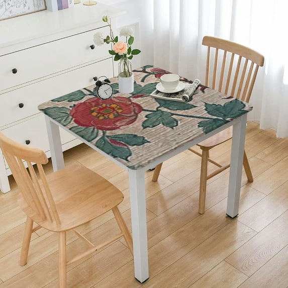 BANET Fall Tablecloth for Rectangle Tables, Flower Design with Floral Border Table Cloth, Decoration Table Cover for Kitchen Thanksgiving Christmas New Year white