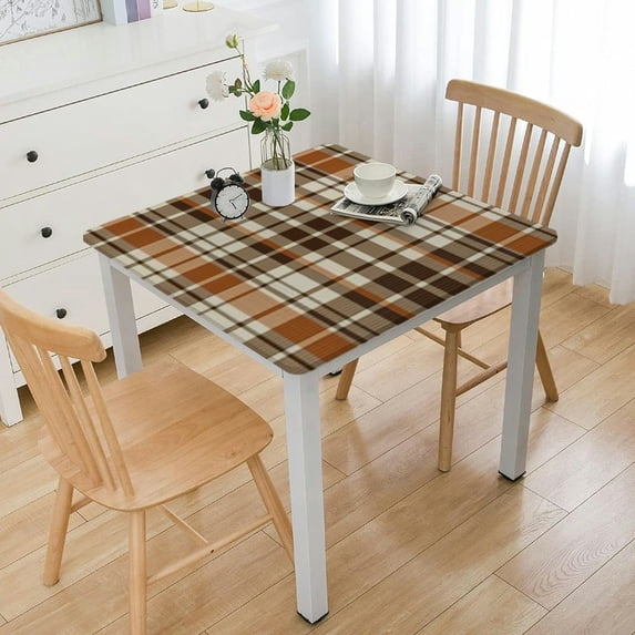 BANET Fall Tablecloth Square Autumn Thanksgiving Plaid Table Cloth Wrinkle Resistant Rustic Tablecloth for Holiday Kitchen Dining Room Party Indoor Outdoor white