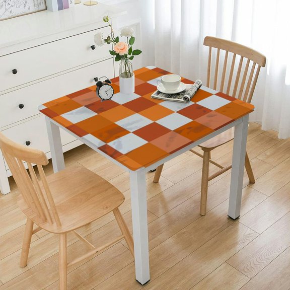 BANET Fall Tablecloth Square Burnt Orange Table Cloth,Stain Resistance Polyester Thanksgiving Day Table Covers for Kitchen Dining,Small Tablecloth for Party Picnic white