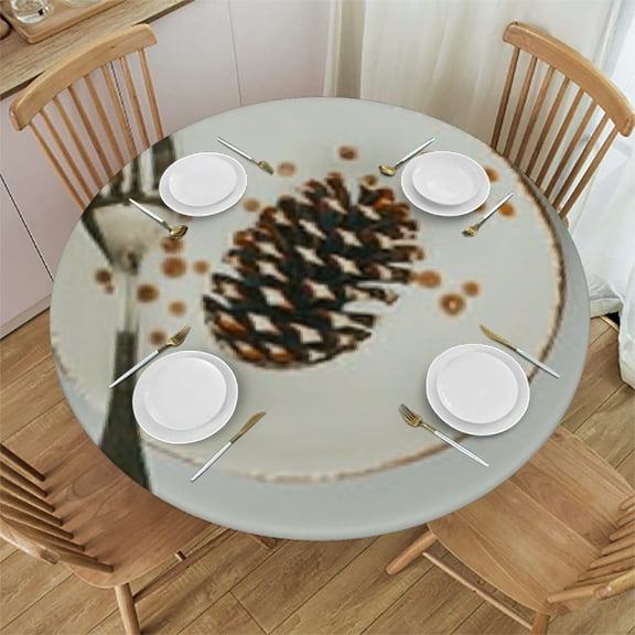 BANET Fall Thanksgiving Round Tablecloth Pumpkin Maple Leaves Tablecloth Autumn Cloth Farmhouse Rustic Polyester Table Cover for Dining Room Party Indoor Outdoor Decor 31"-35