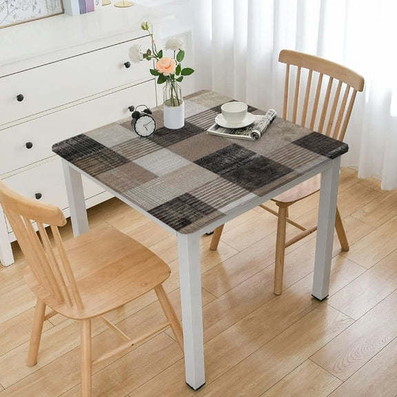 BANET Fall Woven Tablecloth, Tans, Browns, Ecru Forest Foliage Plaid with Metallic Threads Kitchen and Dining Table, for Harvest and Thanksgiving Decorating White