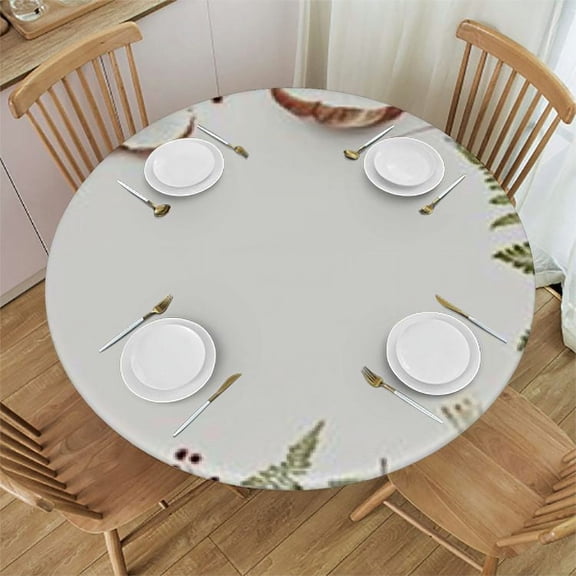 BANET Farm Plant Cover Elastic Edged Tablecloth, Rural Leaves Botanical Butterfly Indoor Outdoor Tables Cover Waterproof Tabletop Protector Cloth Wild Flowers 31"-35