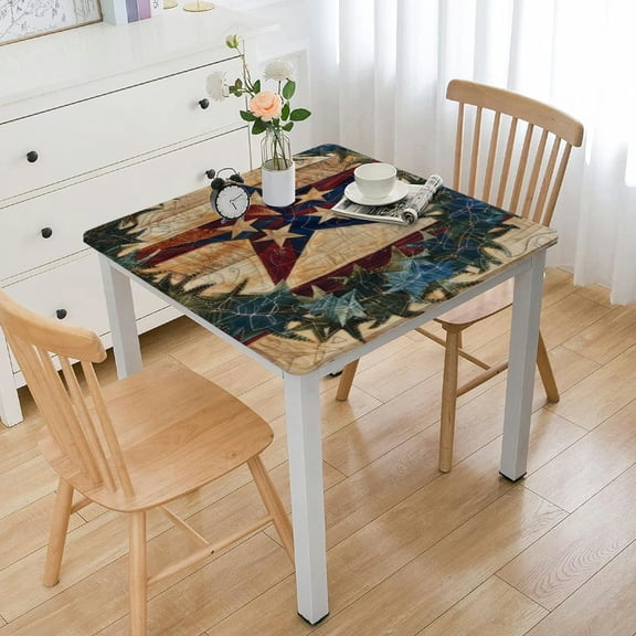 BANET Farmhouse Vintage Rustic 4th American Flag Patriotic Star Wooden Waterproof Picnic Party Rectangle Table Cloth Cover Decorations Fabric Rectangle Tablecloth Home Dining Room Kitchen white