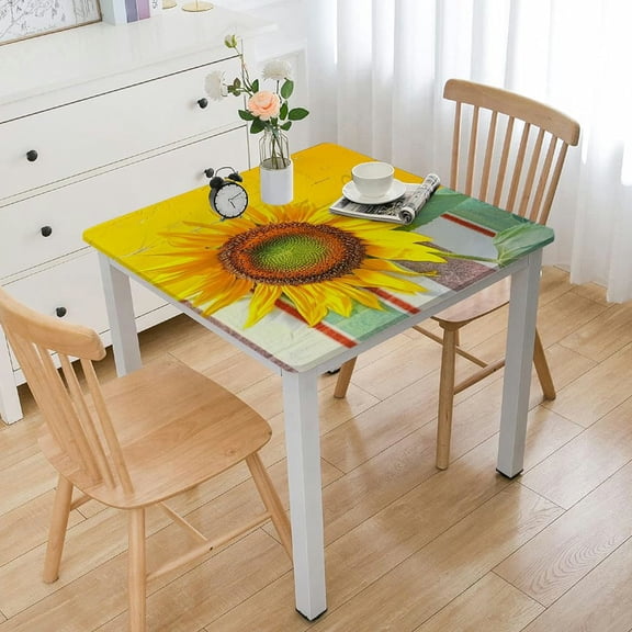BANET Fitted Tablecloth Square, Add Personal Picture Text Polyester Tablecloths, izable Table Cover for Gift, Full Size White