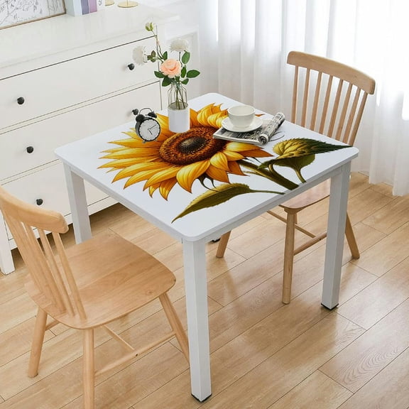 BANET Fitted Tablecloth Square, Add Personal Picture Text Polyester Tablecloths, izable Table Cover for Indoor Outdoor Gift, Full Size White