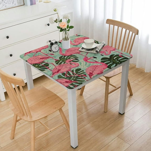 BANET Flamingo Bird Square Tablecloth Animal Plant Palm Leaves Table Cloth Polyester Tablecloths for Home Decor, Parties, Picnic 46*46