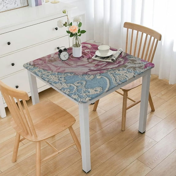BANET Floral Print Rectangle Tablecloth Stain Resistant and Waterproof Wine Table Cover for Kitchen Dining Indoor Outdoor Buffet Tabletop Decoration () white