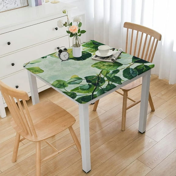 BANET Floral Square Table Cloth , Eucalyptus Leaf Tablecloth, Waterproof Stain Resistant Wrinkle-Free Table Cover for Home Kitchen Dining Party Patio Outdoor Decor 36*36