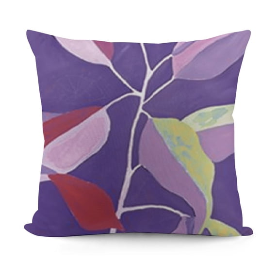 BANET Floral Throw Pillow Cushion Case , Abstract Botanical Look Design of Modern Leafy Plant Ornament Pastel Print, Modern Accent Double-Sided Digital Printing, Ruby Violet and Rose 12x12in
