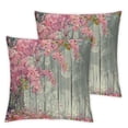 thumbnail image 1 of BANET  Flower Decorative Throw Pillow Case Pack of 2, Floral Watercolor Style Effect Branches of Lilac Bloom on Wooden Background Print, Couch Bedroom Living Room Cushion Cover Grey Pink 18x18in, 1 of 7