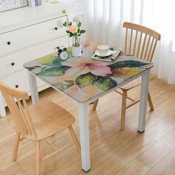 BANET Flower Tablecloth, Pink Floral Table Cloth for Rectangle Tables,Waterproof Resistant Rose Table Cover for Valentines,Parties,Wedding Use Spring/Summer white