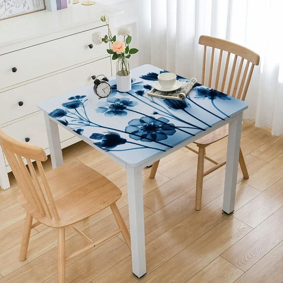 BANET  Flower Tablecloth, Uv Style Picture of Flower Floral Radiography Themed Illustration Modern Design, Dining Room Kitchen Rectangular Table Cover White