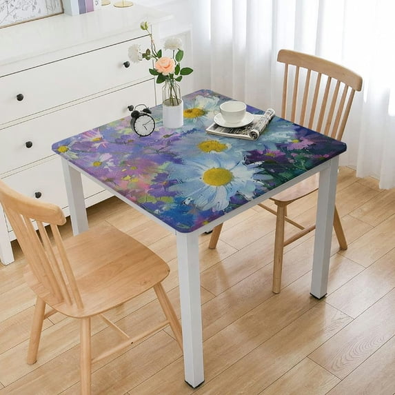 BANET Flower Tablecloth, Vintage Flower in Pastel Color Scheme Fragrance Natural Blooming Print, Dining Room Kitchen Rectangular Table Cover White