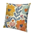 thumbnail image 1 of BANET Flower Throw Pillow Covers , Watercolor Orange Floral Leaves Pillow Cushion Cases, Spring Summer Modern Farmhouse Decorative Square Pillowcases for Sofa Couch Bedroom Living Room 22x22in, 1 of 5
