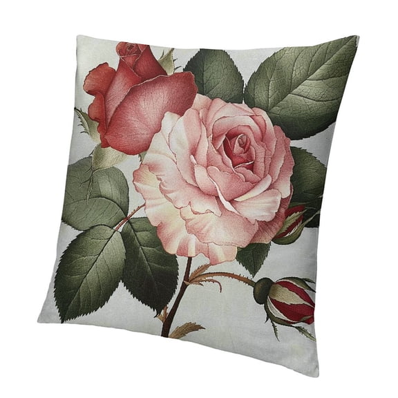BANET Flower Throw Pillow Cushion Cover, Design Big Roses and Hand Colored , Decorative Square Accent Pillow Case 18x18in