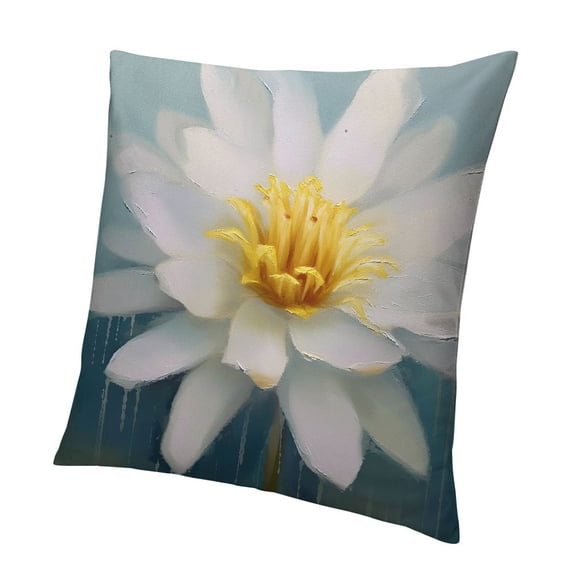 BANET Flower Throw Pillow Cushion Cover, Detailed Impressionist Close up Like ling Herb Image Print, Decorative Square Accent Pillow Case 22x22in
