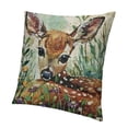 thumbnail image 1 of BANET  Forest Deer Bird Floral Throw Pillow Cover Animal Fawn Fly Jungle Flower Leaf Nature Watercolor Warm Cushion Case for Home Office Sofa Chair Bedroom 12x12in, 1 of 5