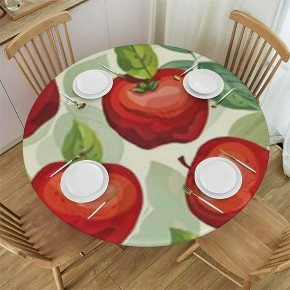 BANET Fruit Apples Round Tablecloth Round Tablecloth Polyester Material Used in Kitchens, Parties, and Weddings 31"-35