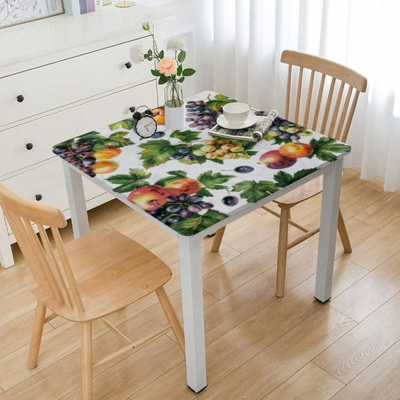 BANET Fruit Pattern Square Tablecloth, Grape Theme,Breathable Tabletop Cover Waterproof Square Table Cloth,for Square Tables for Parties,Holiday Dining white