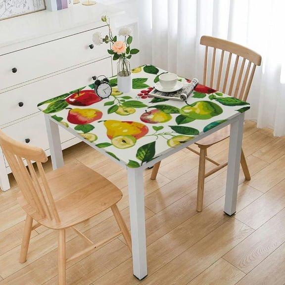 BANET Fruit Theme Square Tablecloth,Stain Wrinkle Resistant Reusable Washable Print Square Table Cover,for Family Kitchen Gatherings Dining Dinner Decor(Multicolor) white