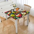 thumbnail image 1 of BANET  Fruit square Tablecloth, Colorful Cartoon Apples and Pears Along Small Leaves Pattern in Geometric Design, Circle Table Cloth Cover for Dining Room Kitchen Decoration, Multicolor White, 1 of 7